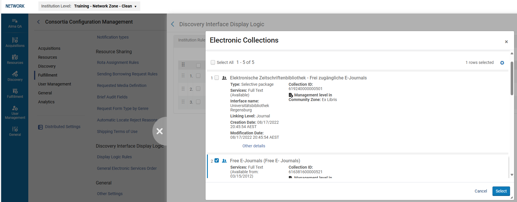 The search results for a logic display rule.