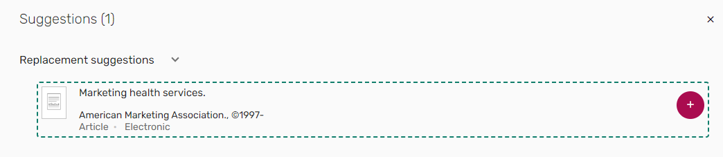 Replacement suggestions in the Suggestions pane.