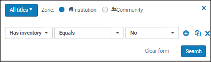 The Has Inventory Advanced Search.