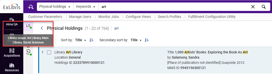 The library scope tooltip.