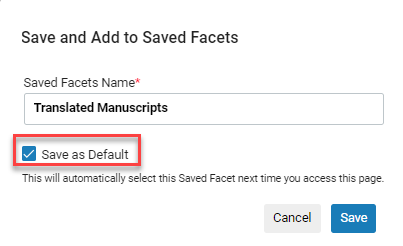 The save as Default checkbox.