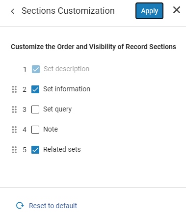 Sections customization.