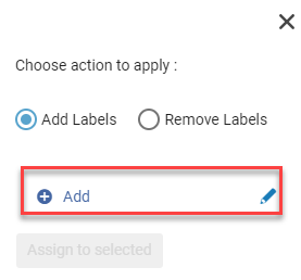 The Add button in the labels area.