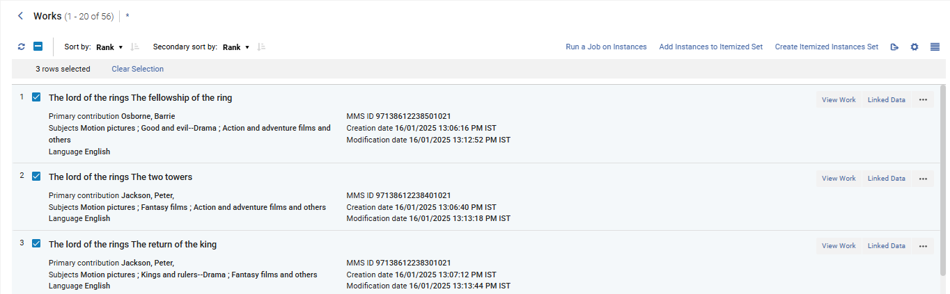 Works search selected in the search type of Alma's persistent search box