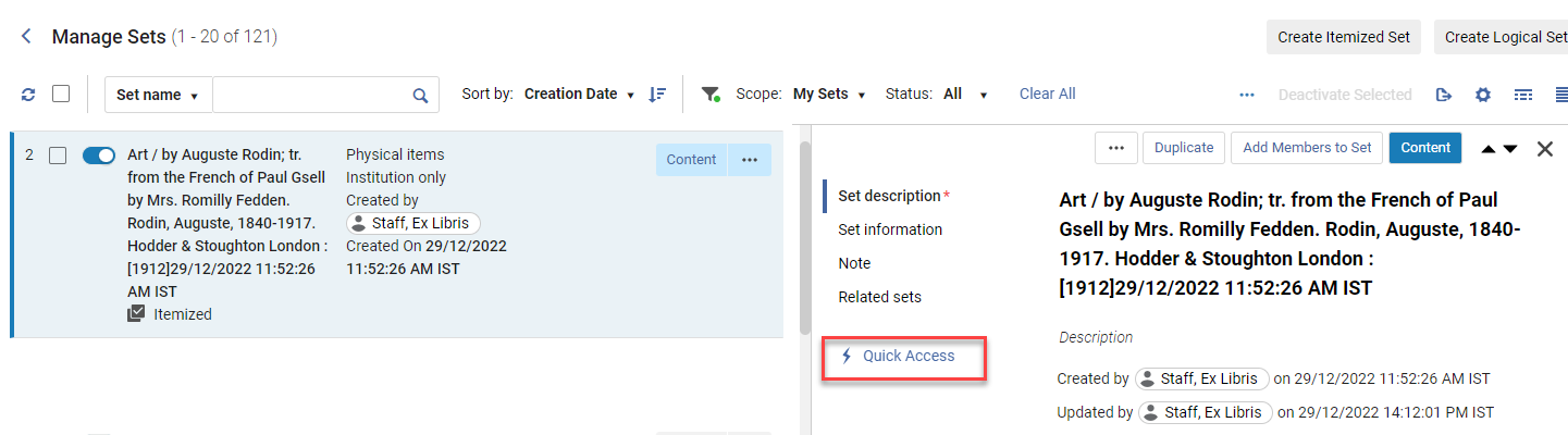 The quick access module.