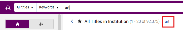 The search term in the query header for the old UX.