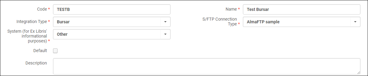 Bursar Integration Profile Wizard – Page 1
