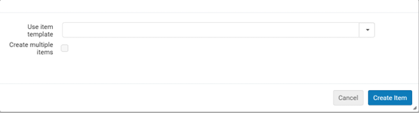Adding an Item from a template window with drop down options