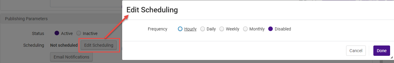 Edit Scheduling - Publishing Profile in Alma