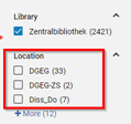 location displayed by code in location facet