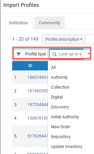 Profile Type.