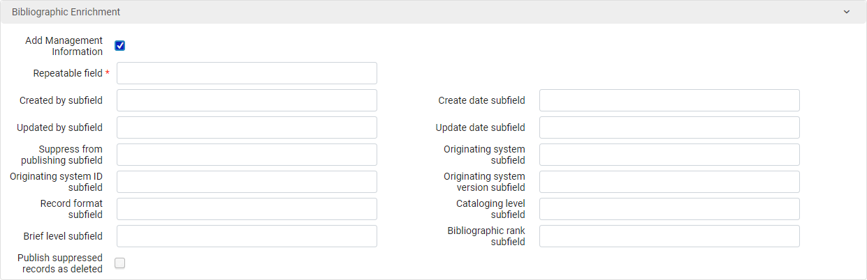 General Publishing Profile - Add Management Information