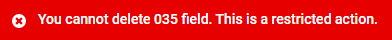 restricted field alert message