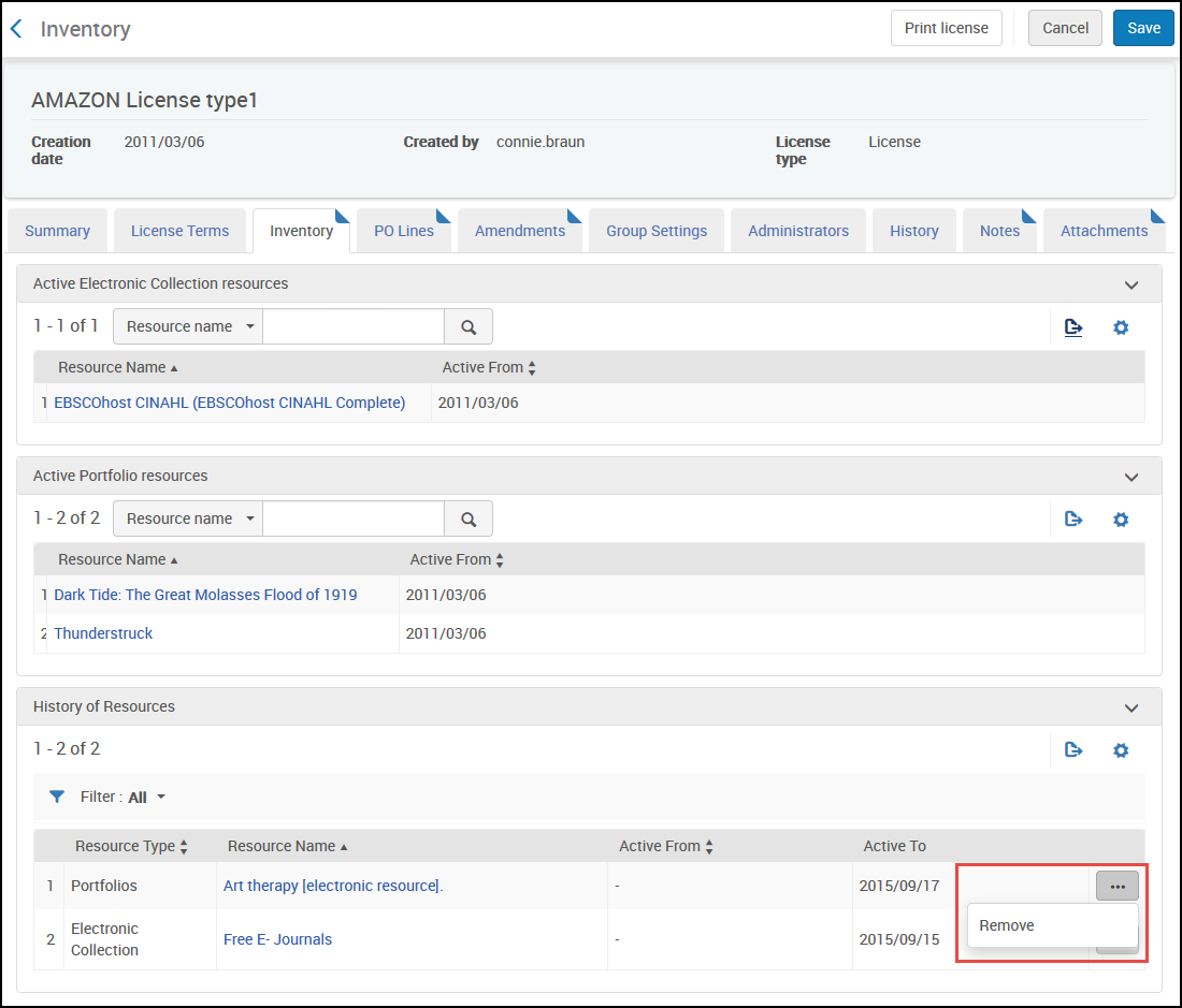 License Inventory Remove Resource History New UI.png