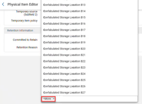 The "more" indicator at the bottom of the item editor list.