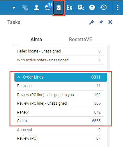 Order Line in Task List.
