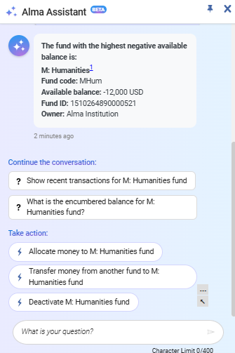 Suggested actions.
