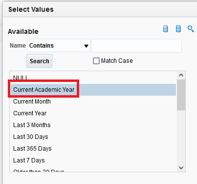 Current Academic Year