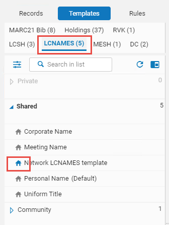 Locally Created Templates in the Network