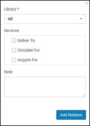 Add Library Relationship Dialog Box