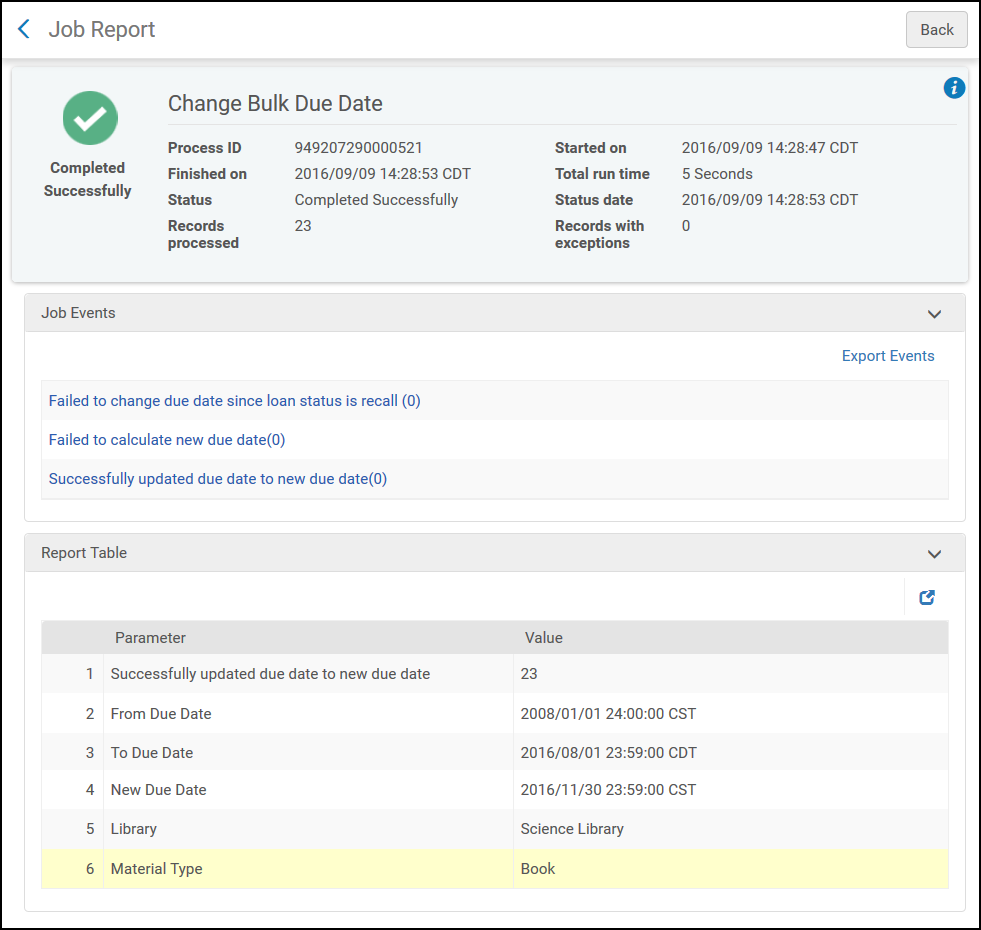 Job Report Page