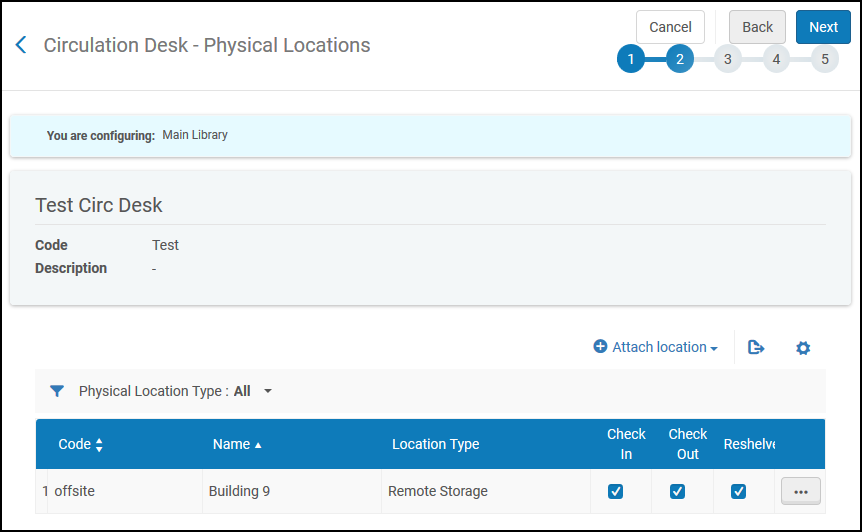 Circulation Desk – Physical Locations Page