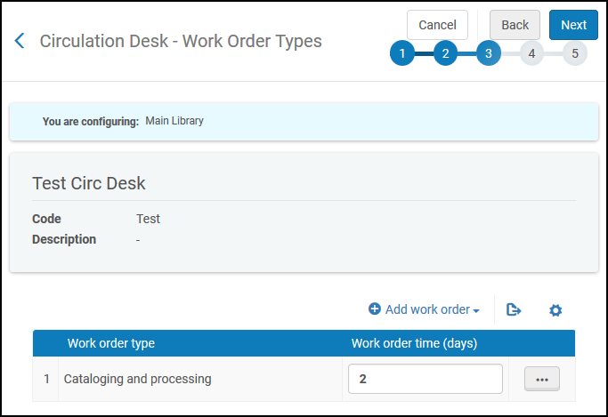 Add Work Order Dialog Box