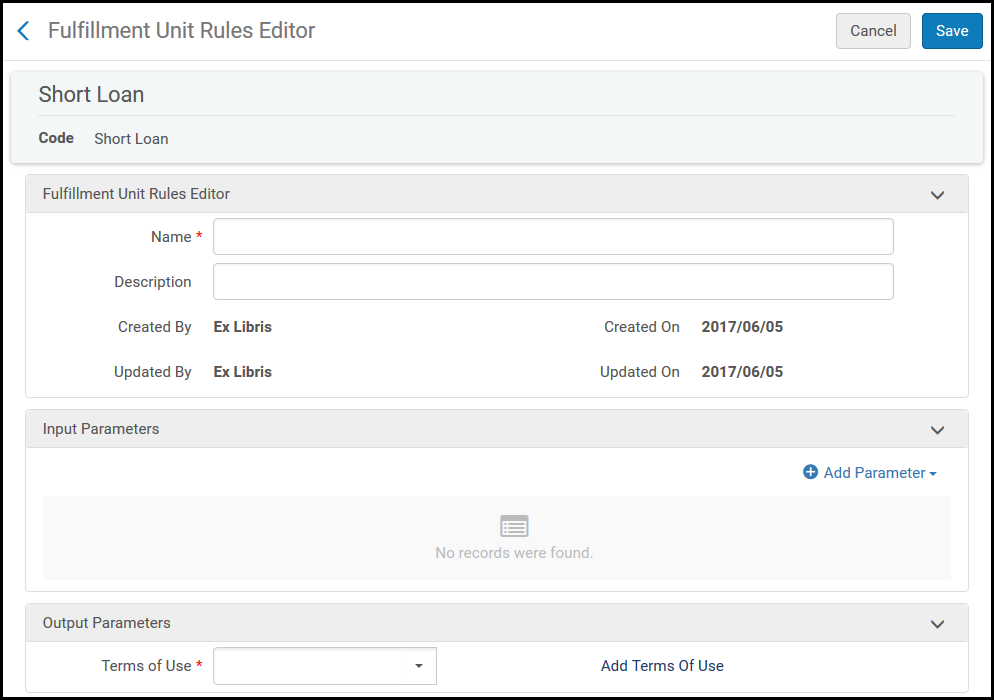 Fulfillment Unit Rules Editor Page