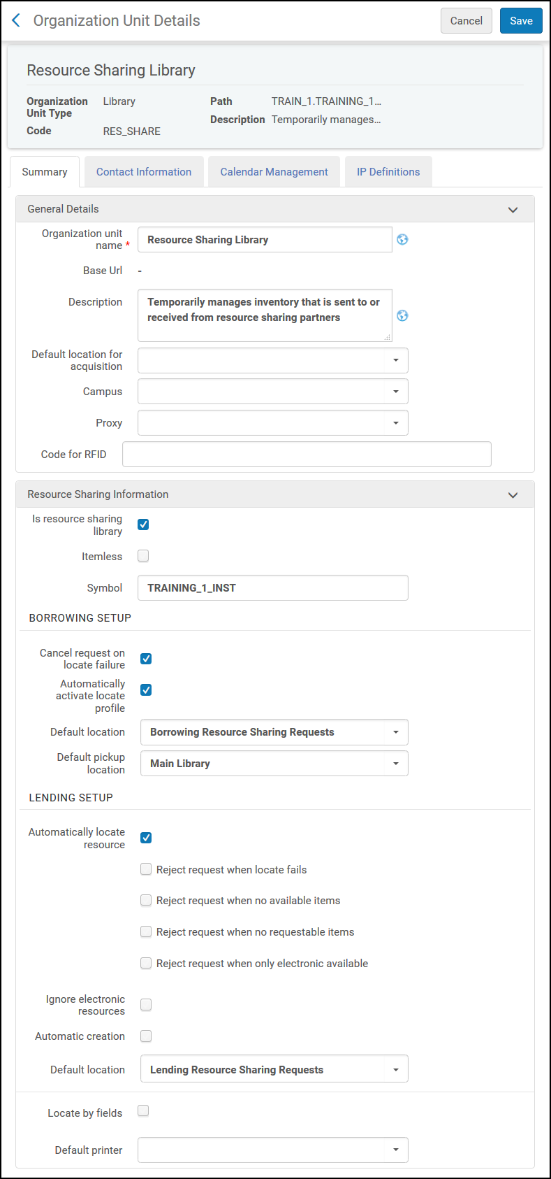 Organization Unit Details Page
