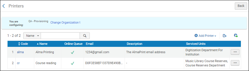 Printers Page