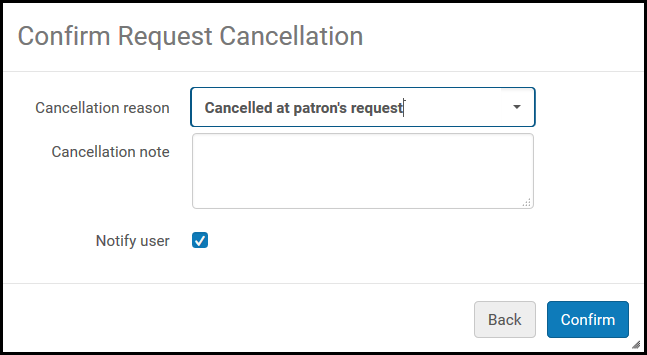 Confirm Cancellation Page