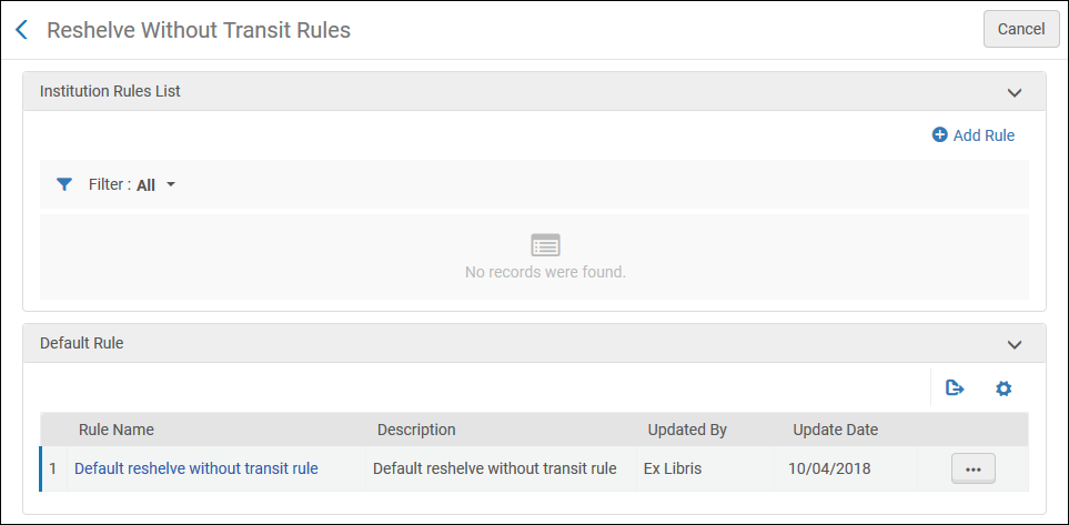 Reshelve Without Transit Rules Page