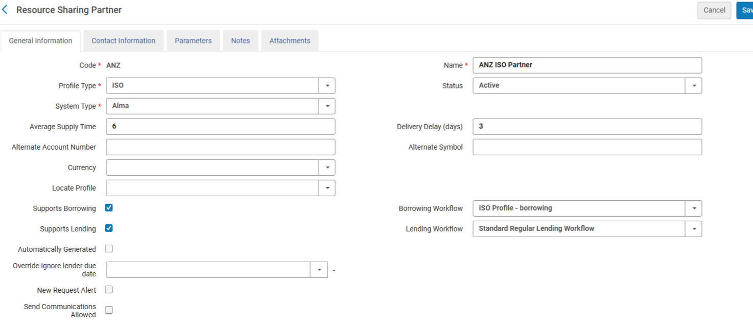 Resource Sharing Partner Page – General Information