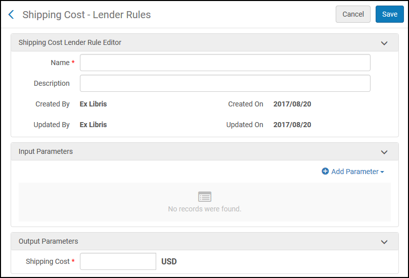Shipping Cost – Lender Rules Page
