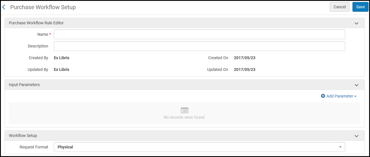 Purchase Workflow Rule Editor Page
