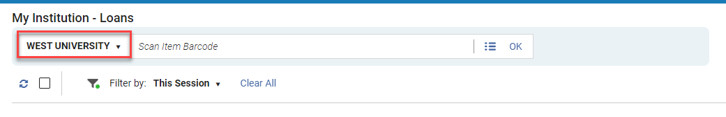 The loan item page for the owning institution