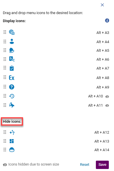 The Hide icons column.