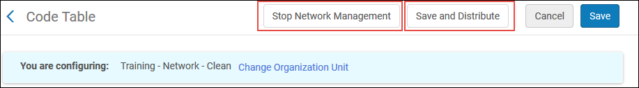 RFID Material Type Code Table Configuration in the Network - Save and Distribute/Stop Network Management