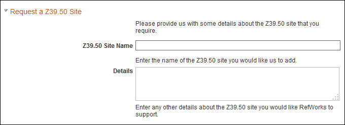 Request a Z39.50 Site