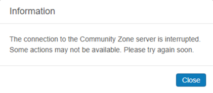 A message indicating that the CZ is unavailable