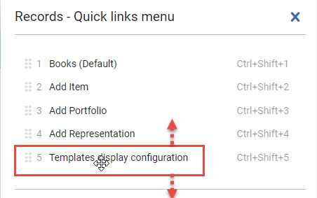 Drag and drop quick links to re-order list