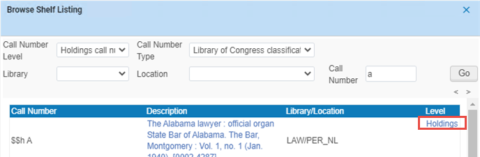 Holdings Record Link