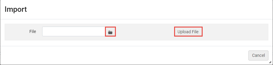 Import Dialog window