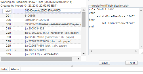 Indication Rule Open in the Split Screen