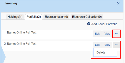 Metadata Editor - Delete Portfolios in the Inventory Section