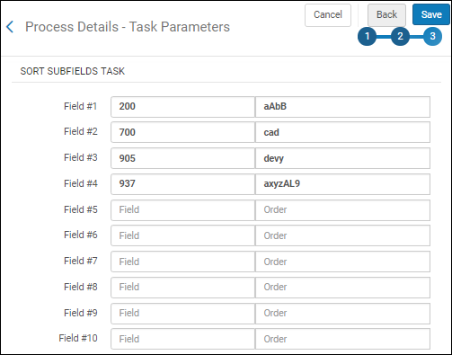 Sort Subfields Task