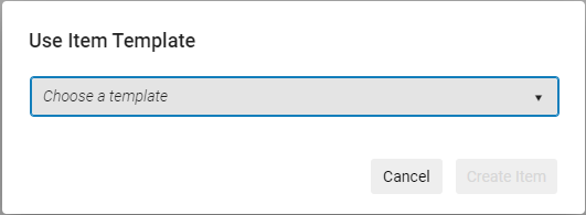 Use Item Template pop-up window