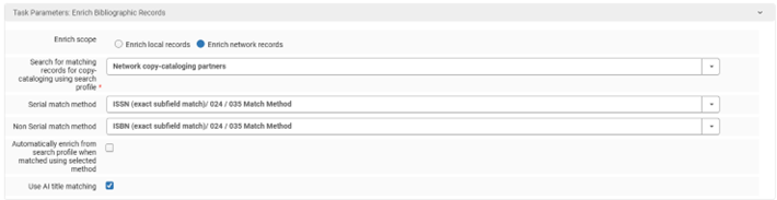 Enrich Network Bibliographic Records Task Parameters