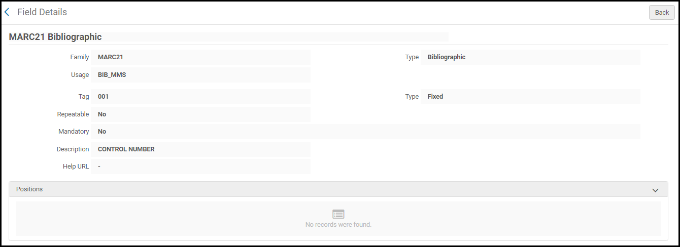 Field Details Page