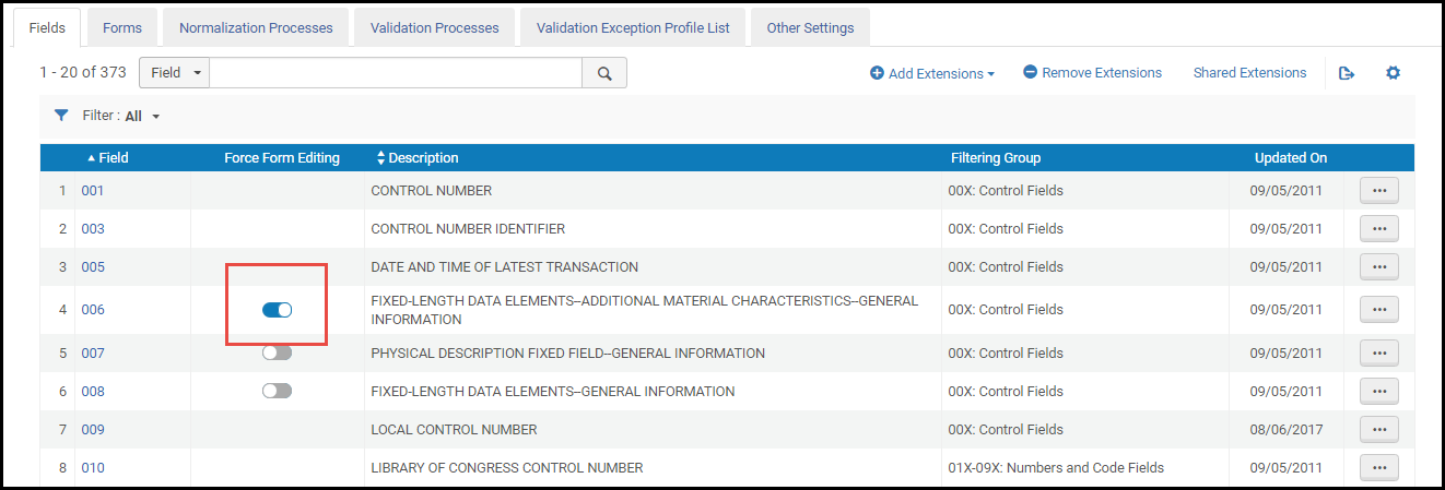 Force Form Editing Configuration Slider